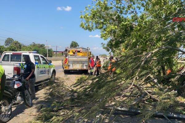 911 coordina asistencia tras deslizamiento e incendio de camión en La Vega. (foto, fuente externa)