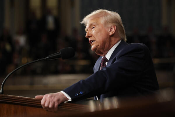 US President Donald Trump speaks during an address to a joint session of Congress at the US Capitol in Washington, DC, on March 4, 2025. (Photo by Win McNamee / POOL / AFP)
