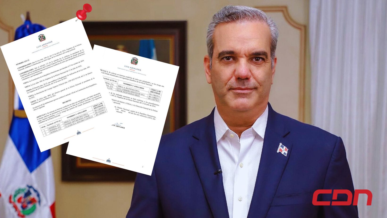 Abinader emite decreto y pensiona a varios miembros de la PN