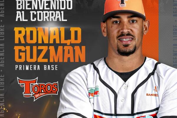 El primera base fue Jugador Más Valioso y ganador del Guante de Oro, Ronald Guzmán, en la temporada 2020-21 con los Gigantes del Cibao, equipo al que llegó en 2018 en cambio desde La Romana.