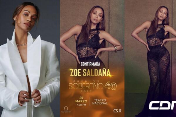 La actriz estadounidense de origen dominicano, Zoe Saldaña, confirmó su participación en los Premios Soberano 2025, informó Acroarte. Foto: CDN Digital