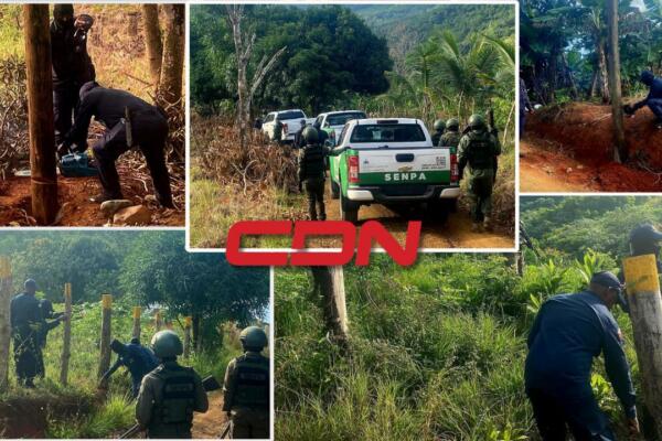 Fotografías durante operativo de recuperación del área protegida, en Luperón, provincia Puerto Plata.
