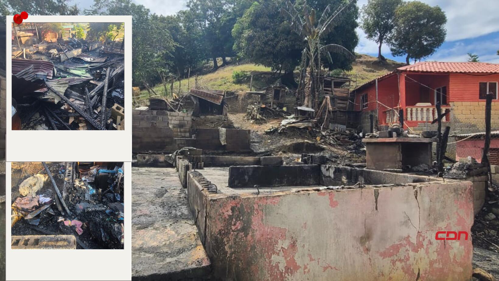 Incendio afecta varias viviendas dejando una reducida a cenizas
