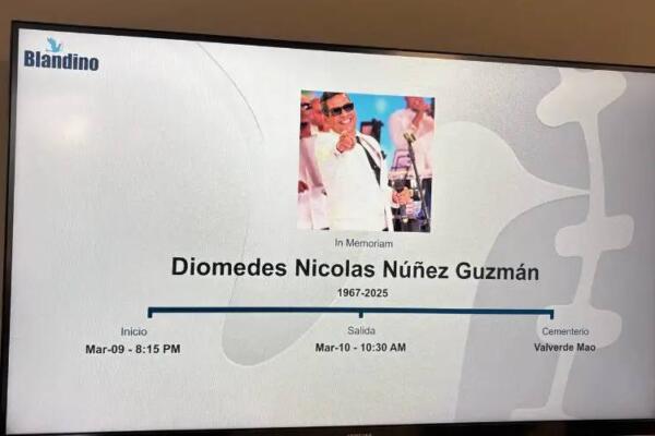 Los restos de Diomedes Núñez fueron trasladados a su ciudad natal, en la provincia Valverde, donde será sepultado