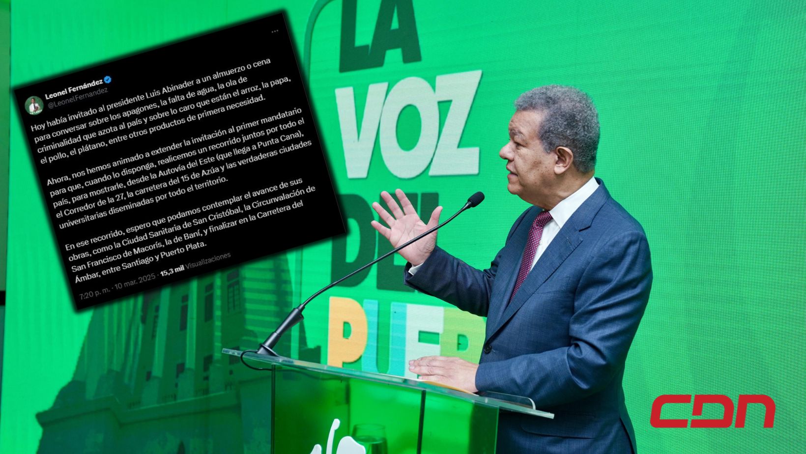 Leonel responde con firmeza a Abinader: "Hagamos un recorrido para mostrarle la realidad del país"