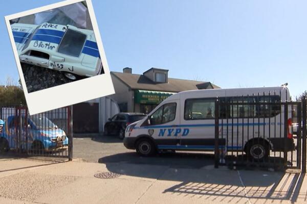 Agentes de la policía de Nueva York investigan la muerte de un trabajador en un taller mecánico de Queens, mientras el negocio permanece cerrado.