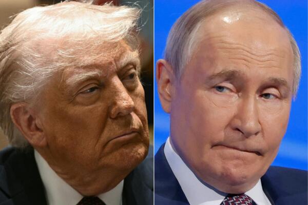 Presidente estadounidense Donald Trump y el presidente ruso Vladímir Putin, en Moscú, el 18 de marzo de 2025. AFP
