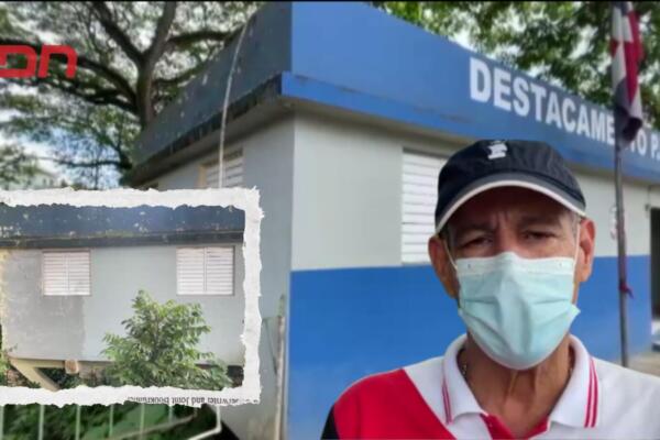 El dirigente comunitario Guanchi Compres denuncia deterioro de destacamento en Moca. 