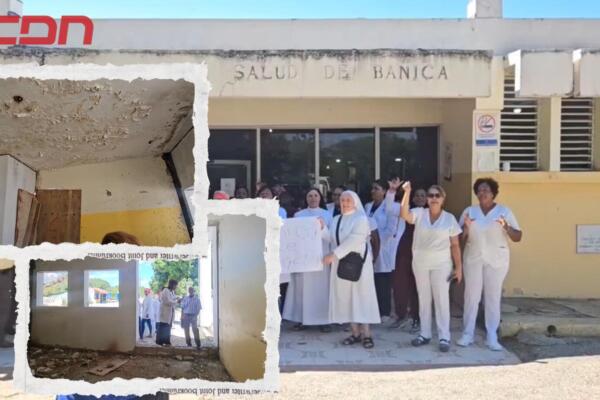 Bánica, Elías Piña, médicos y comunitarios protestan por atrasos en remodelación de centro de salud. 