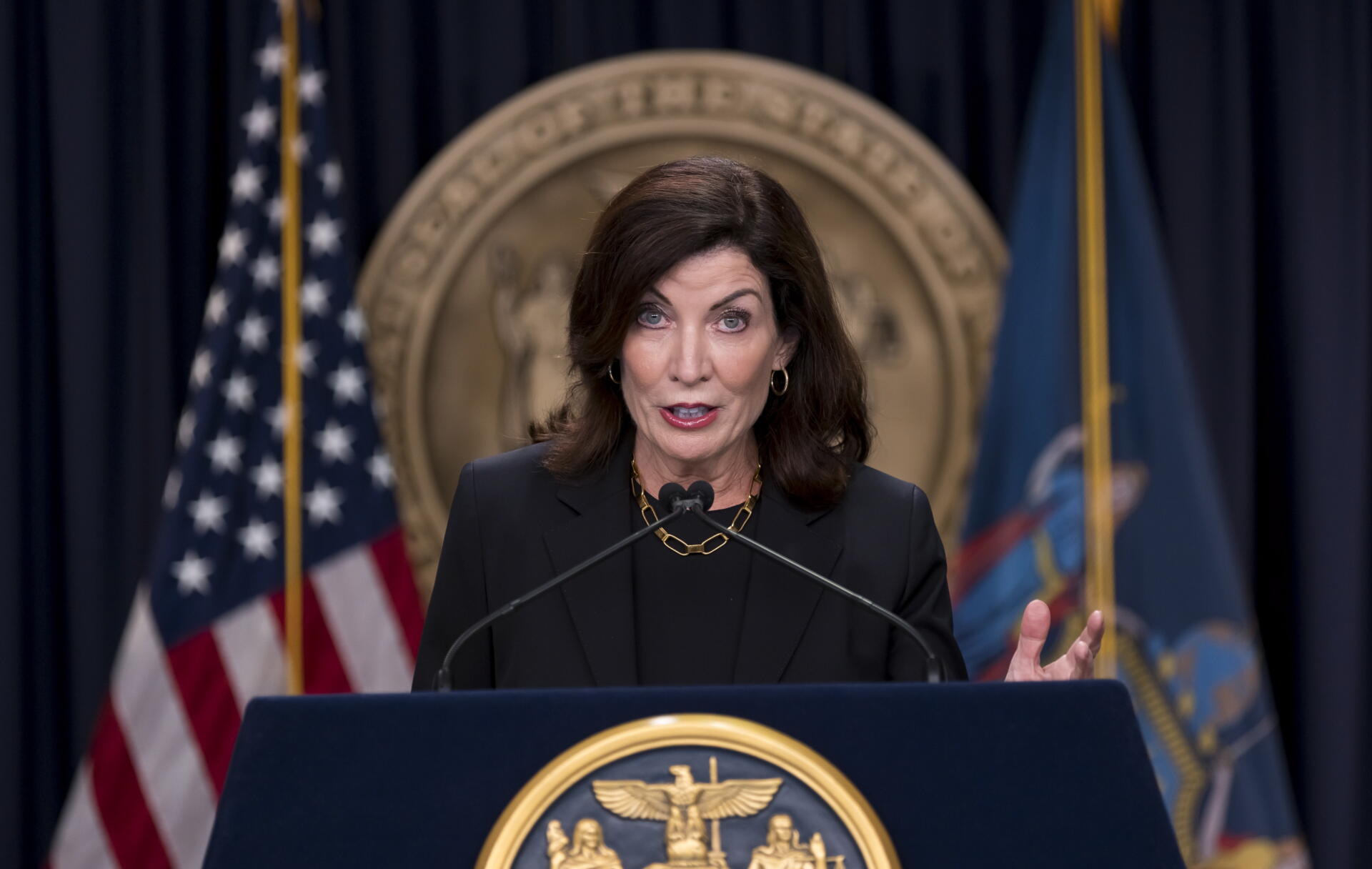 Fotografía de archivo de la gobernadora del estado de Nueva York, Kathy Hochul, durante un acto público en Manhattan (NY, EE.UU.).
