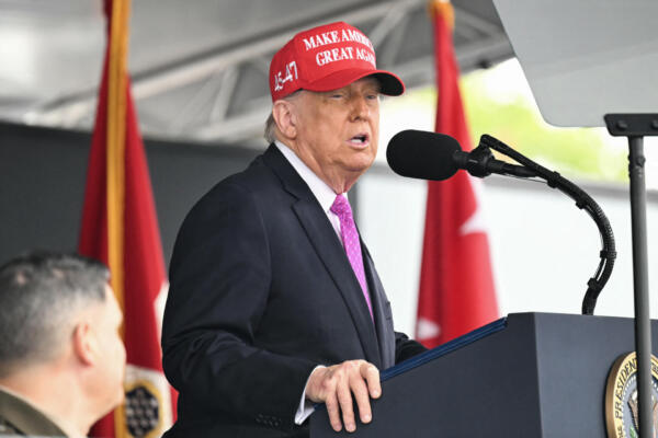 US President Donald Trump delivers the commencement address at the 2025 US Military Academy Graduation Ceremony at West Point, New York, on May 24, 2025. (Photo by SAUL LOEB / AFP)
