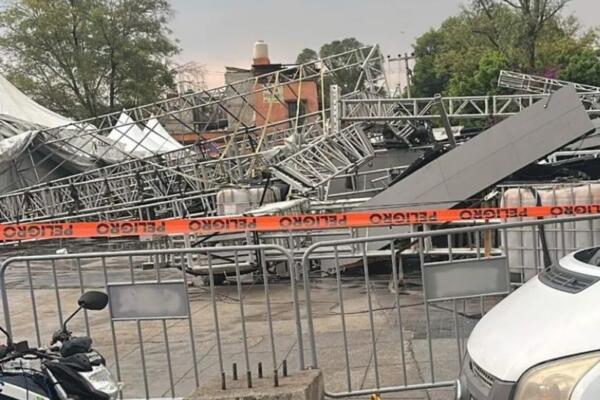 Colapso de estructura para un concierto deja siete heridos en Ciudad de México.