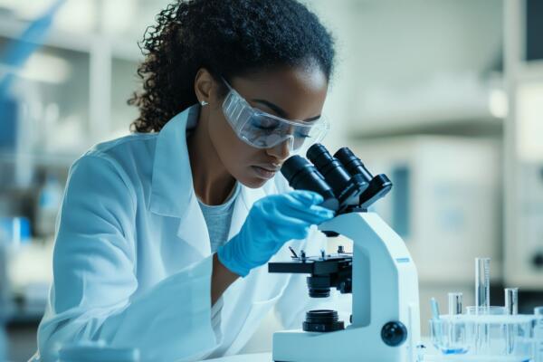 Imagen de una mujer observando analizando una muestra Médica. Foto: Fuente externa  