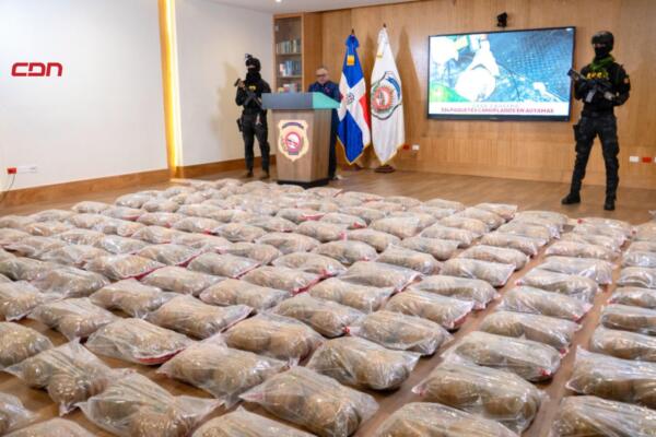 334 paquetes incautados recientemente en el Puerto Multimodal Caucedo, ocultos dentro de auyamas falsas.