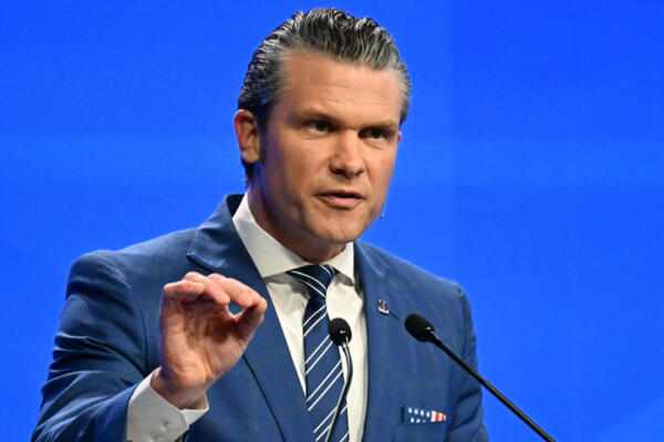 US Secretary of Defense Pete Hegseth delivers an address at the Shangri-La Dialogue Summit in Singapore on May 31, 2025. (Photo by MOHD RASFAN / AFP)