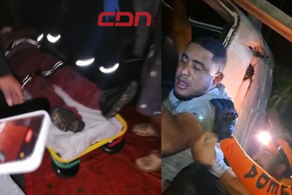 José Manuel Corcino, joven rescatado por rescatistas tras sufrir accidente en Moca. 