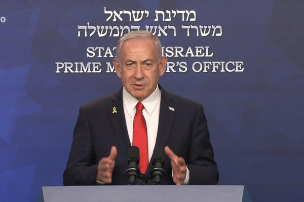 Captura de video tomada de la cuenta en X @netanyahu del primer ministro de Israel, Benjamin Netanyahu, durante una alocución. EFE/@netanyahu