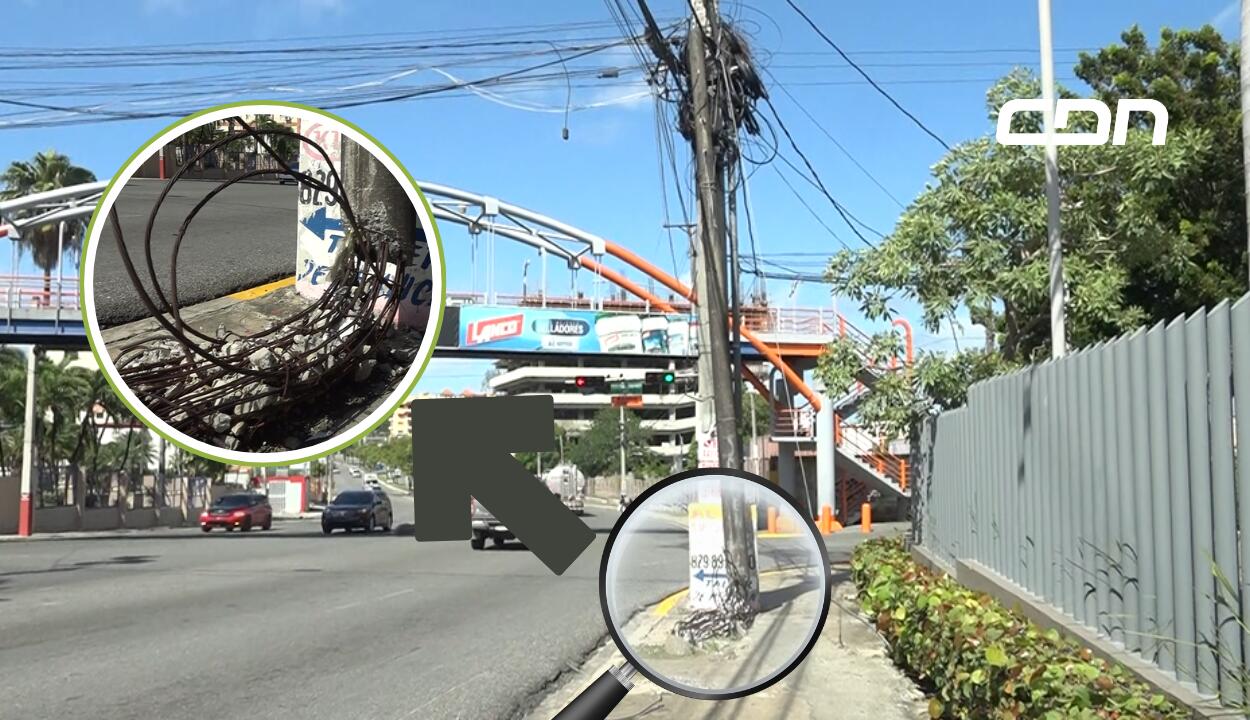 Muestran preocupación por poste inclinado avenida Los Próceres
