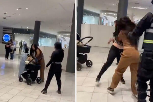 Mujer soltó a su hijo para agarrarse a golpes en una plaza comercial