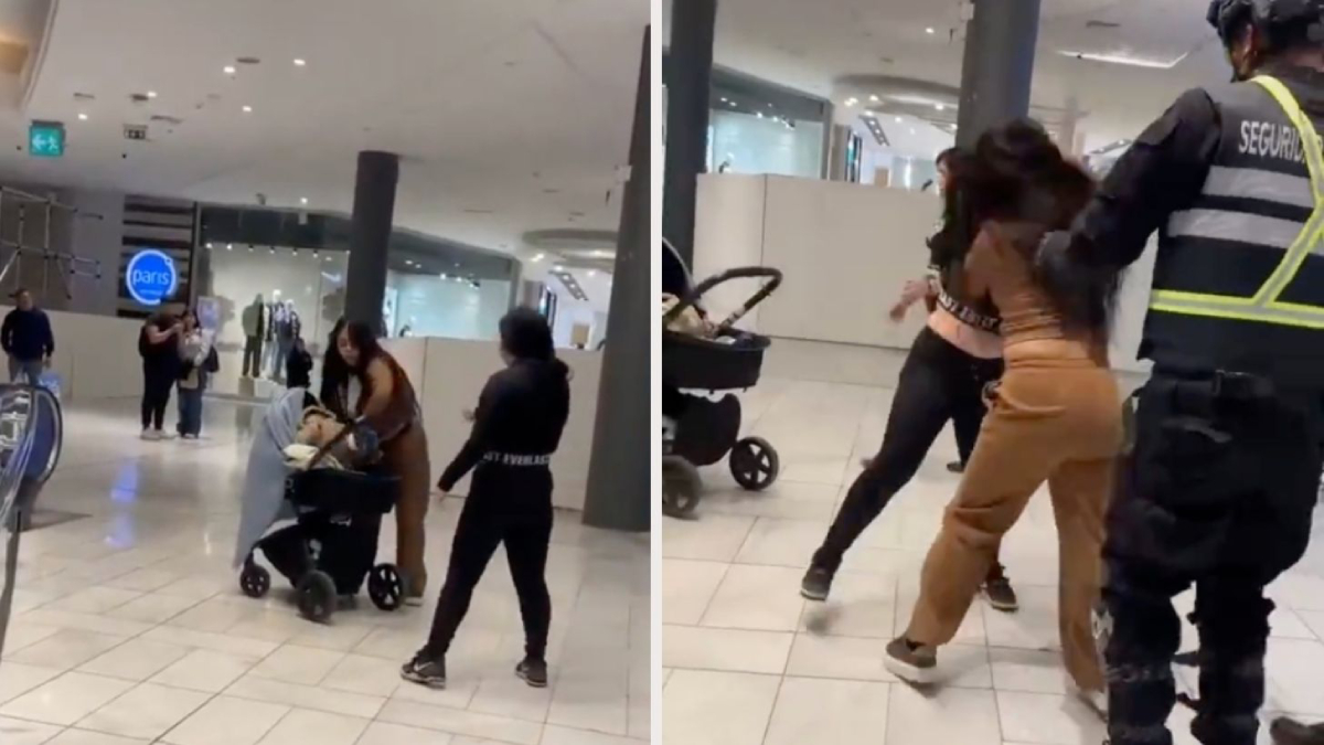 Mujer soltó a su hijo para agarrarse a golpes en una plaza comercial