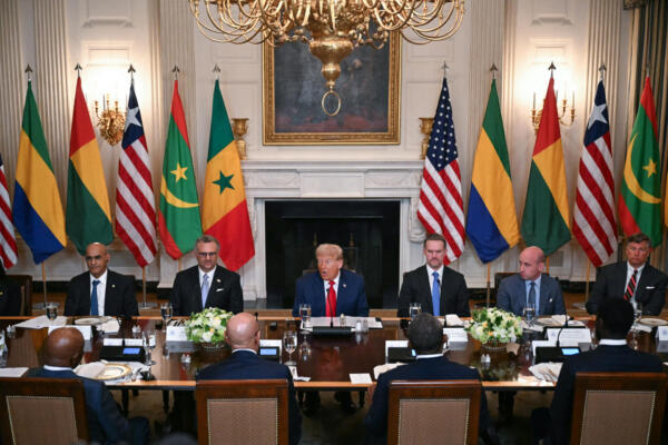 Donald Trump reunido con presidentes de países africanos ricos en minerales. 