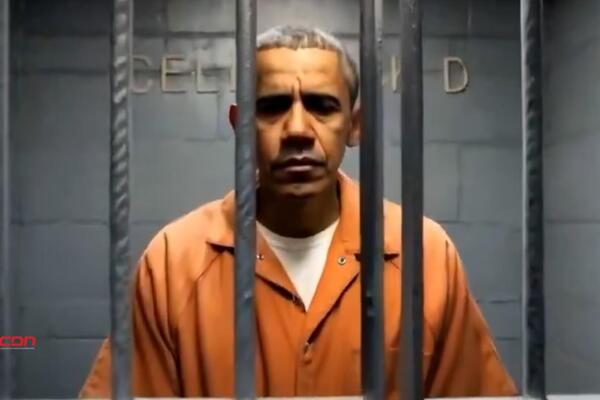 El montaje también incluye escenas falsas de Obama vestido con uniforme naranja en prisión. Foto: Fuente externa 