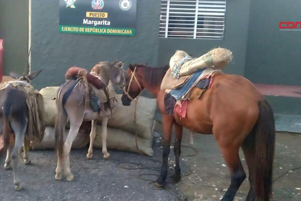 Al carbón incautado y al menor los trasladaron al puesto militar avanzado. Foto: Fuente externa
