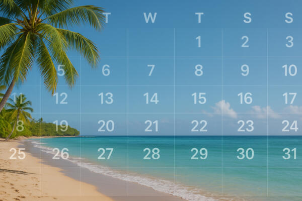 Calendario con fechas de feriados en República Dominicana 2025