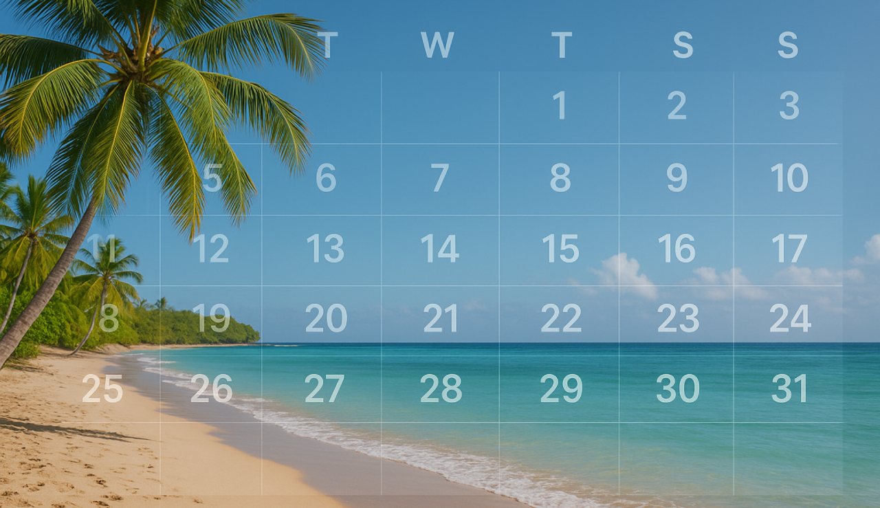 Calendario con fechas de feriados en República Dominicana 2025