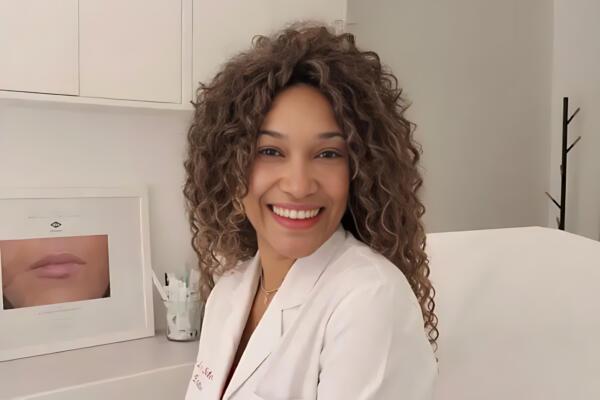 Gerdica de los Santos en su clínica estética en Barbastro, España