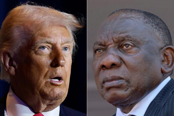 (FILES) (COMBO) This combination of file pictures created on February 7, 2025 shows US President Donald Trump (L) speaking  in Washington, DC, on February 6, 2025, and South African President Cyril Ramaphosa attending Mozambique President-elect Daniel Chapo's inauguration in Maputo on January 15, 2025. South African President Cyril Ramaphosa on August 4, 2025 regretted very punitive trade tariffs imposed by Washington.
The 30-percent tariff set to hit certain South African exports at the end of the week is the highest in sub-Saharan Africa and comes as diplomatic relations with the United States are in tatters over a range of domestic and international policies. (Photo by Ting Shen and ALFREDO ZUNIGA / AFP)