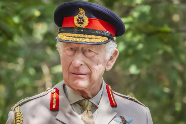 Britain's King Charles III attends a national service of remembrance at the National Memorial Arboretum in Alrewas, central England on August 15, 2025