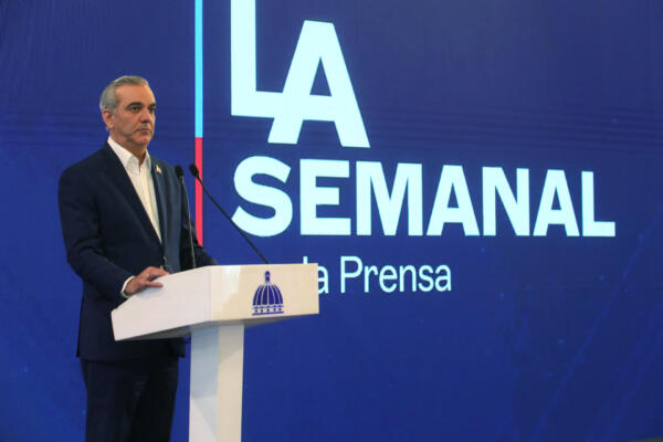 Presidente de la República Dominicana, Luis Abinader, durante una rueda de prensa, en el Palacio Nacional de Santo Domingo