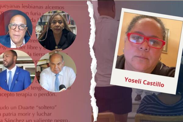 Defensores Dominicanos que expresaron rechazo a modificación del Himno Nacional Dominicano y Yoselin Castillo, autora del Himno Nacional Lésbico Dominicano. Foto: CDN Digital