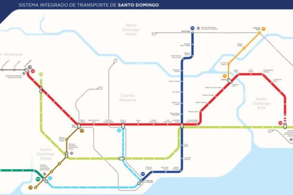 Mapa Integrado del SIT que muestra el recorrido del Monorriel de Santo Domingo. Foto: Fuente Externa