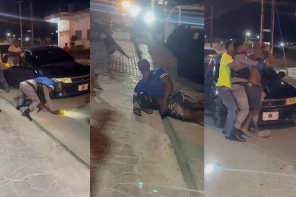 Violento enfrentamiento se desata entre varios jóvenes y policías en Barahona.