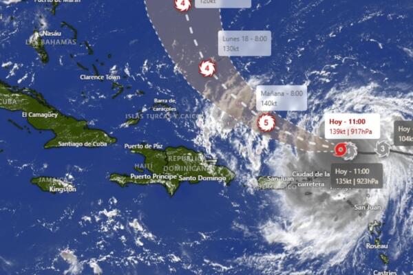 La trayectoria del huracán Erin apunta a que pasará a una distancia considerable de RD, aun así se mantienen alertas por fuertes lluvias.