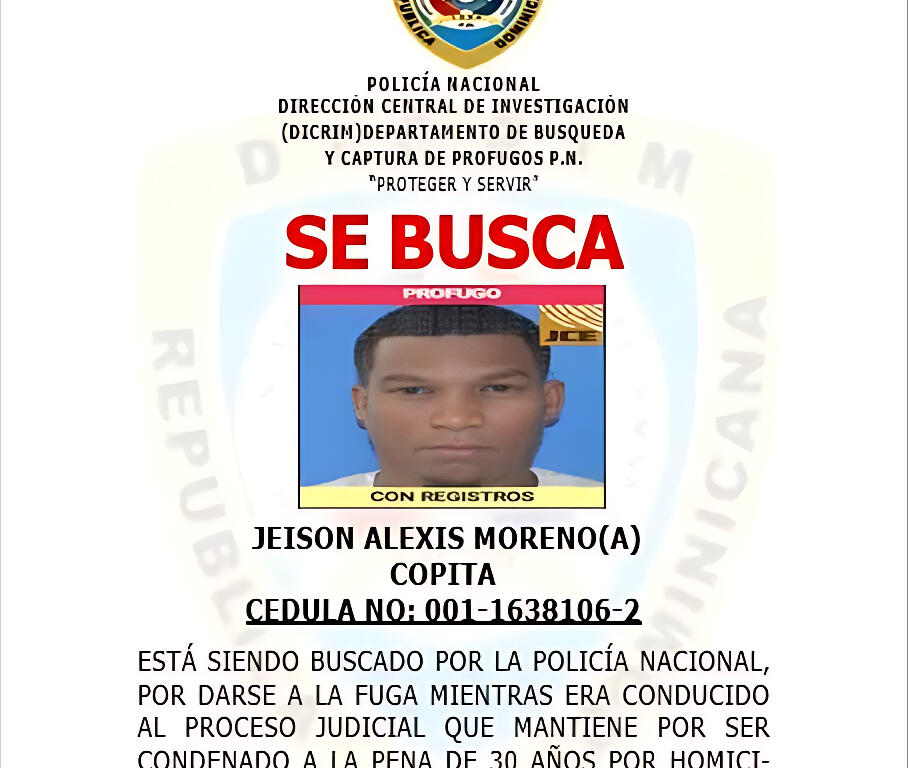 Imagen de archivo de Jeison Alexis Moreno, alias Copita, buscado por la Policía Nacional