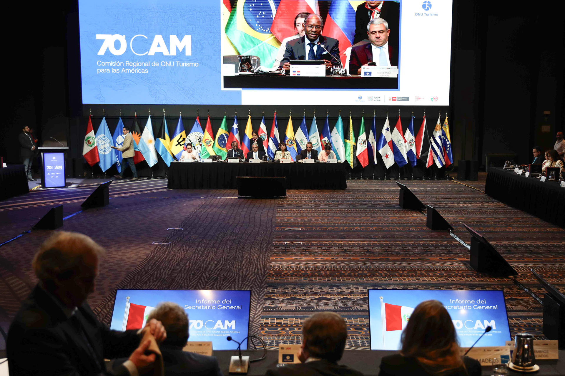 Asistentes a la Comisión Regional de ONU Turismo para las Américas (CAM) este 1 de agosto de 2025, en Lima, Perú. (Foto/EFE)