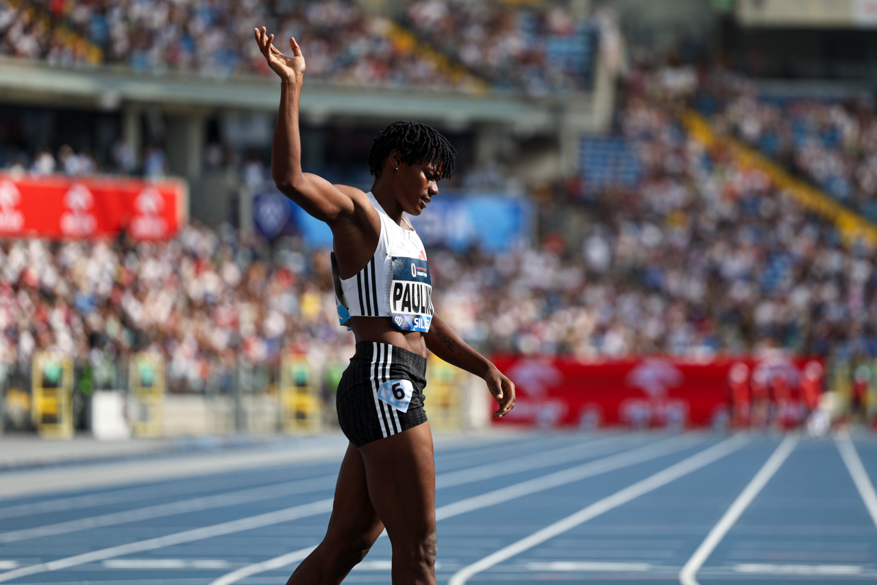 Marileidy Paulino en carrera de los 200 metros en Lausana, Liga Diamante