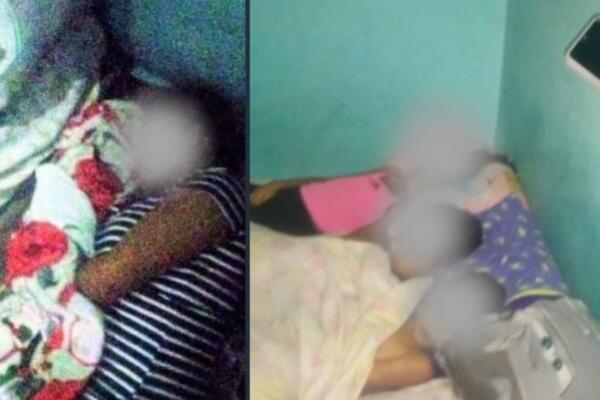 Imagen del momento que encontraron a una mujer y sus hijos envenenados. Foto: CDN Digital  