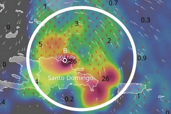 Trayectoria proyectada del nuevo sistema que podría convertirse en la tormenta Fernand cerca de República Dominicana