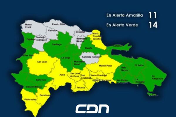 COE descontinúa alerta roja y mantiene 25 provincias en amarilla y verde