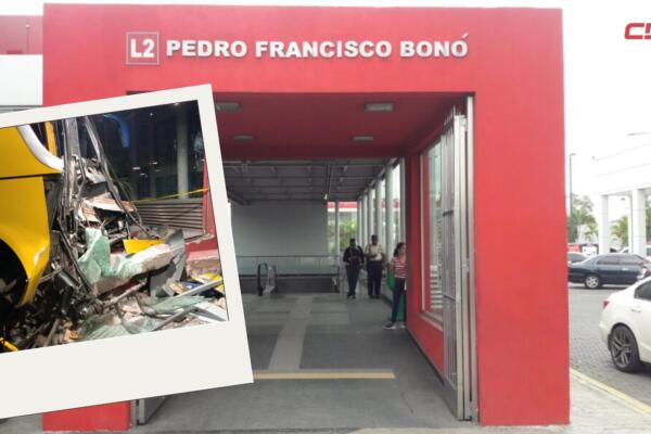 Colisión de autobús contra estación del Metro deja herida a colaboradora de la Opret.