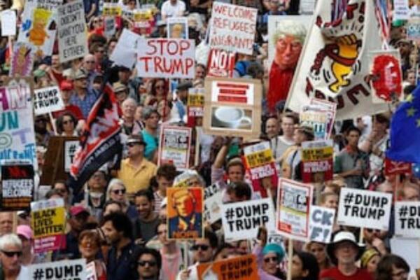 Miles de manifestantes en Londres contra la visita de Trump. Foto: fuente externa