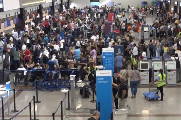 Imagen del apagón en el Aeropuerto de las Américas. Foto: fuente externa 