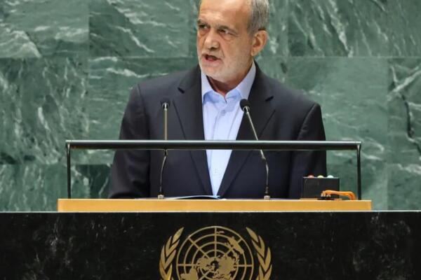 El presidente iraní, Masoud Pezeshkia en la Asamblea General de la ONU. Foto: fuente externa 