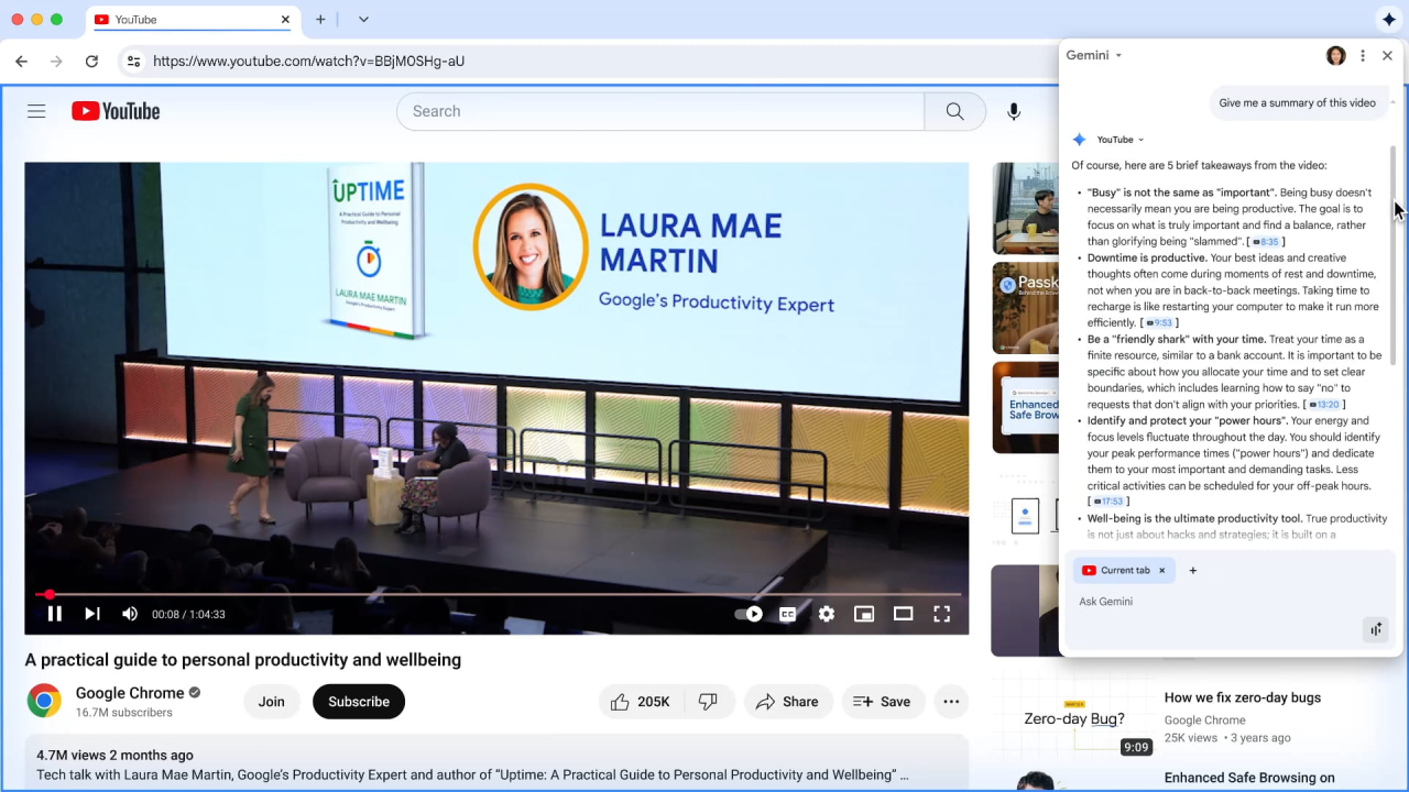 Pantalla de Google Chrome mostrando Gemini en acción