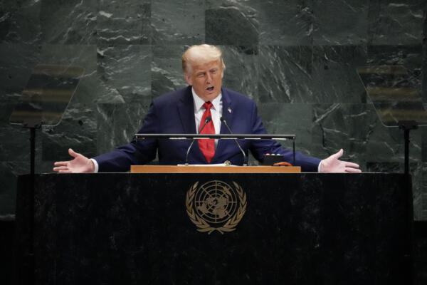 US President Donald Trump delivers remarks to the United Nations General Assembly at the UN headquarters in New York City on September 23, 2025. (Photo by TIMOTHY A. CLARY / AFP)
