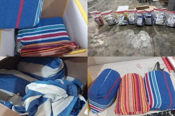 Agentes DNCD muestran hamacas impregnadas con cocaína en el AILA